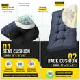 thumbnail image 5 of SUNROX Memory Foam Jumbo Rocking Chair Cushions, Set of Seat & Back Cushion with Ties for Indoor/Outdoor Rocker, FadeShield Water Resistant Non Slip Durable Tufted Pads, 2 Piece, Heather Indigo, 5 of 7