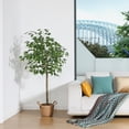 thumbnail image 5 of Artificial Ficus Silk Tree, 5FT Faux Plastic Ficus Plants in Pot with Durable Plastic Trunk, Fake Plant for Home Decor Office House Living Room Indoor Outdoor, 5 of 9