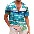 thumbnail image 1 of Shirt For Men Casual Fashion Summer Short Sleeve Buttons Printed T Shirt TopS, 1 of 5