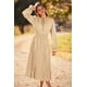 thumbnail image 5 of Vestido PRETTYGARDEN Midi de Lunares Suizos Plisado Manga Larga Caqui M, 5 of 8