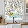 thumbnail image 6 of Teal Orange Eucalyptus Swag Valances for Windows, Kitchen Window Curtains Over Sink, Weeping Botanical Leaves Window Treatment Curtains for Living Room/Bedroom Curtains 2 Panel Sets 36"x45", 6 of 8