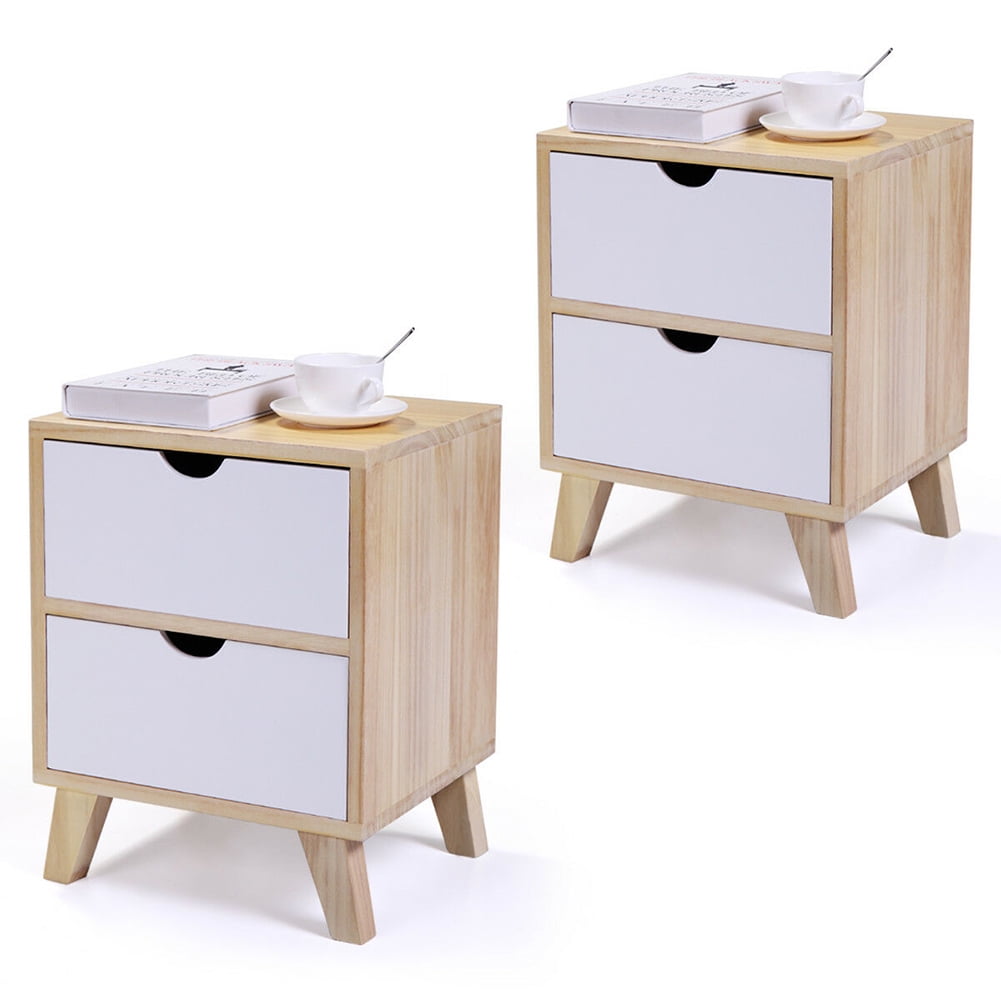 Kadyn Wooden Nightstand for College Dorm with Two Drawers, Bedside Tables set of 2 Solid Wood Legs for Living Room Bedroom Furniture Kadyn Wooden Nightstand for College Dorm with Two Drawers, Bedside Tables set of 2 Solid Wood Legs for Living Room Bedroom Furniture