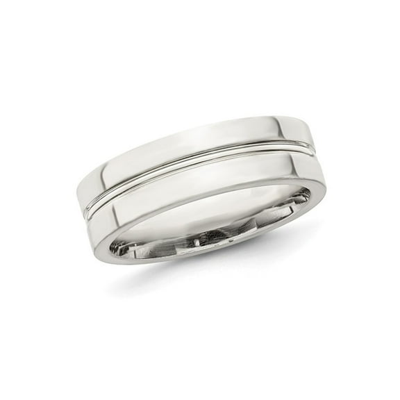 Gem & Harmony Mens Sterling Silver Grooved Wedding Band Ring (6mm) for Men