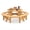 Natural Brown, variant on Round 8-Person Wooden Picnic Table with Umbrella Hole and 4 Benches Brown Outdoor Patio Dining