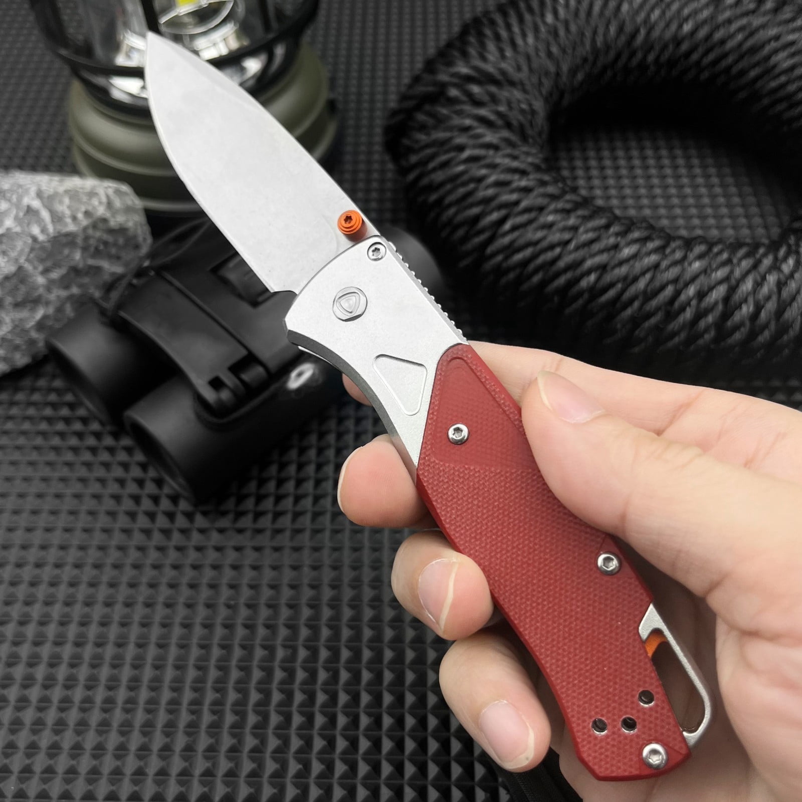 2.95" D2 Steel EDC Pocket Knife, G10 Handle Folding Knife with Lanyard Hole & Pocket Clip for Camping, Hiking, Everyday Carry