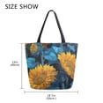 thumbnail image 5 of Open Top Canvas Tote Bag with Zipper Reusable Shopping Bag 13.5x15" Roomy Carryall Blue Leaves and Sunflowers, 5 of 9