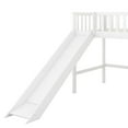 thumbnail image 4 of Twin Size Low Loft Bed with Slide and Built-in Ladder, House Loft Bed Frame with Full-Length Safety Guardrails for Kid Teens Bedroom, No Box Spring Needed, White, 4 of 7