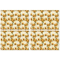 Beige Sunflower Pattern Summer Placemats Table Placemats Set Of 4-Linen Kitchen Washable Placemats Table Mats 11.8"x17.7" Non-Slip Heat Resistant