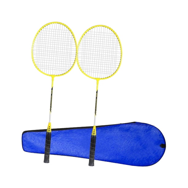 Juego de raquetas de bádminton de 2 uds, raquetas de bádminton dobles, volante de bádminton con bolsa de raquetas para parejas familiares de juegos , amarillo