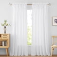 thumbnail image 1 of Cortinas RYB HOME de lino texturizado transparente, 84 x 52 pulgadas, color blanco, 2 paneles, 1 of 8
