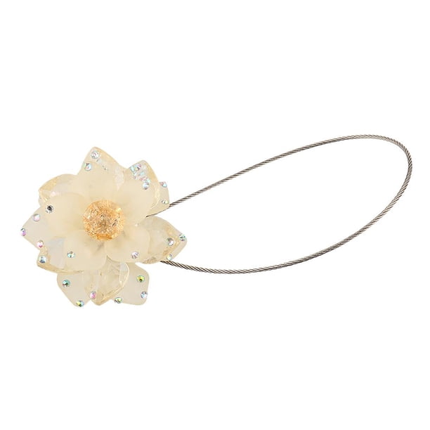 Alzapaños para cortinas con diseño floral de loto y jazmín, manos libres Jazmín amarillo