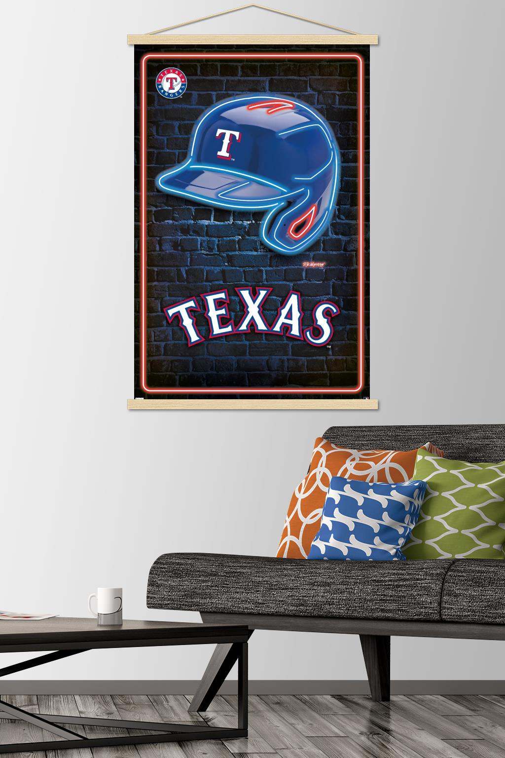 MLB Texas Rangers - Neon Helmet 23 Wall Poster with Magnetic Frame, 22.375" x 34"