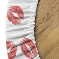 thumbnail image 5 of Ambesonne Feminine Fitted Round Tablecloth, Red Lipsticks Kiss Marks, 56"- 60" Diameter, White Red, 5 of 5