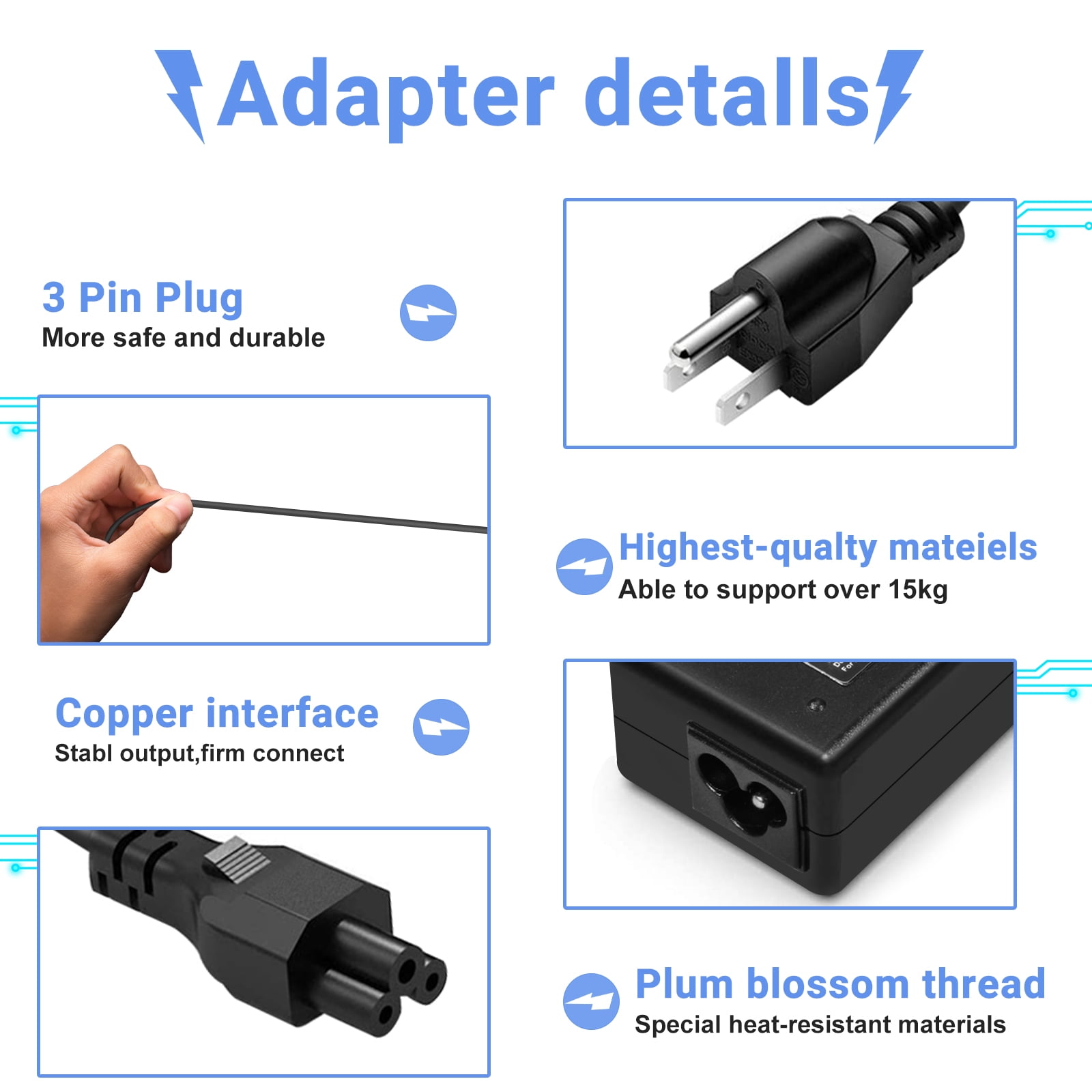45W Type C USB C Laptop Charger for HP Chromebook Charger,USB C Laptop Charger,Type C Chromebook Chargerand Type C Charger for Other Brands Laptop