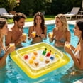thumbnail image 5 of Summer Water Entertainment Floating Ice Bar, Buoyant Fruit Beverage Tray with Cup Holders, Portable Thickened PVC Inflatable Float, Perfect for Pool Party Beach Outdoor Water Activities, C-Yellow, 5 of 7
