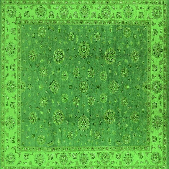 Ahgly Company Indoor Square Oriental Green Traditional Area Rugs, 4' Square