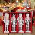 thumbnail image 4 of FVDPWYE Set of 4 Wooden Christmas Nutcracker Handcrafted Sturdy for Table Display Lightweight Xmas Gift Collection Desktop Decoration Silver 12cm, 4 of 7