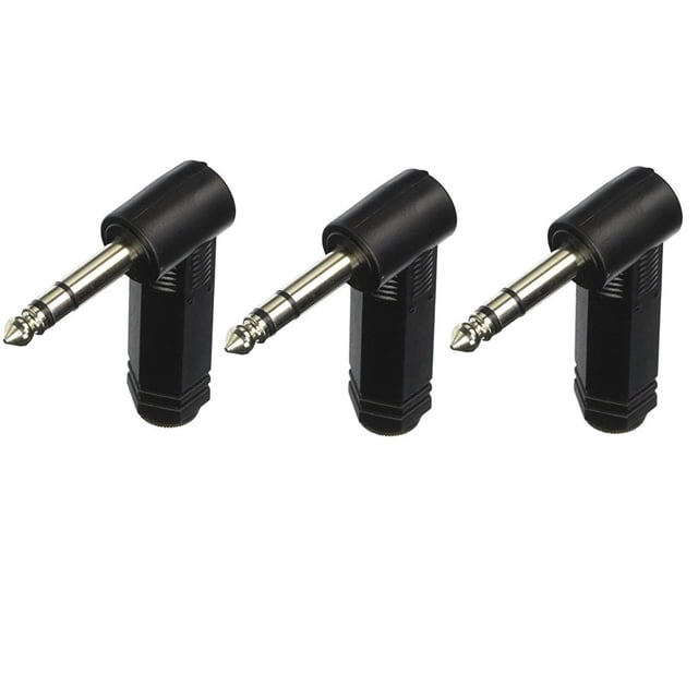 Audio2000'S Acc3120X3-1/4 Pulgadas Trs (Estéreo) Hembra A 1/4 Pulgadas Trs (Estéreo) Macho Adaptadores De Audio En Ángulo Recto (Paquete De 3)
