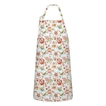 Pioneer Flower Floral Print Pattern Apron-Garden Aprons for Women with Pockets-Cotton Linen Waterproof Kitchen Cooking Gardening Aprons Adjustable for Kitchen,Cooking,BBQ and Salon 33x27 Inch