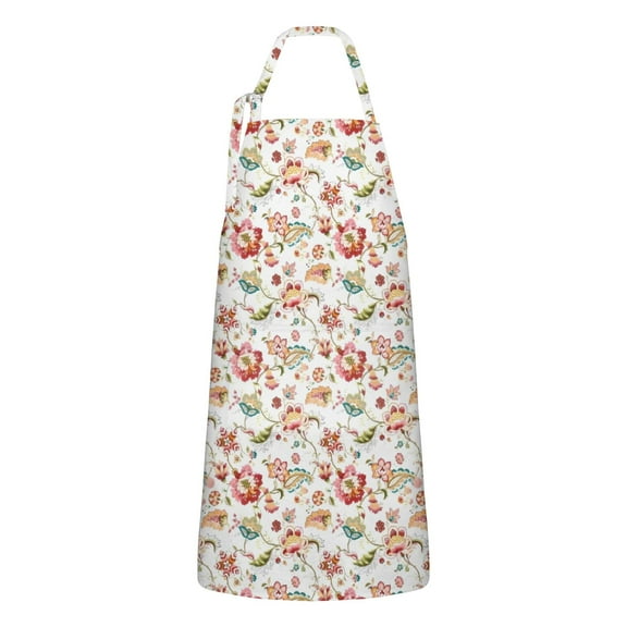 Pioneer Flower Floral Print Pattern Apron-Garden Aprons for Women with Pockets-Cotton Linen Waterproof Kitchen Cooking Gardening Aprons Adjustable for Kitchen,Cooking,BBQ and Salon 33x27 Inch