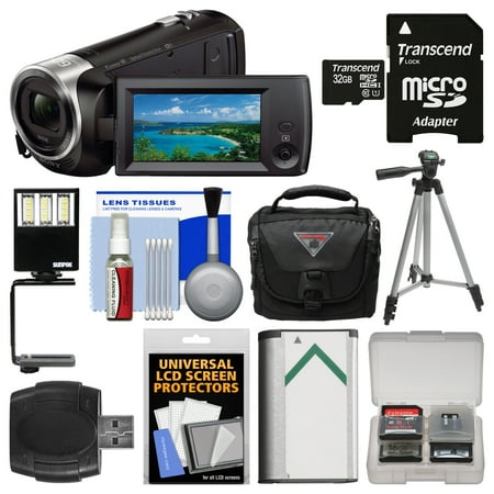 Sony Handycam HDR-CX440 8GB Wi-Fi 1080p HD Video Camera Camcorder with 32GB Card + Case + LED Light & Bracket + Battery + Tripod + Kit