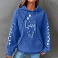 thumbnail image 2 of Womens Hooded Sweatshirt Pullover Cat Hoodies with Front Pocket Sweatshirts Tops Waffle Knitted Sweatshirts Loose Casual Long Sleeve Tops Hooded Blouse Shirts, 2 of 4