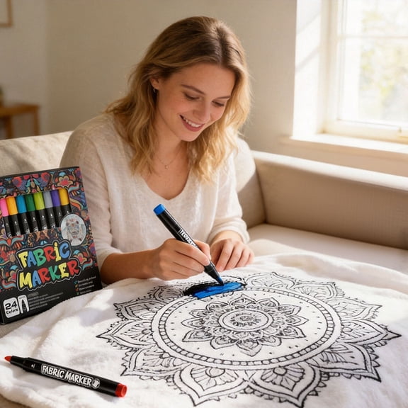 Fabric Art Markers Washable Permanent Fabric Painting Pens Fine Tip Textile Doodle Marker Set For DIY T-Shirt Shoes Pillow Quilt Bibs, Safe Craft Supplies 24 Colors