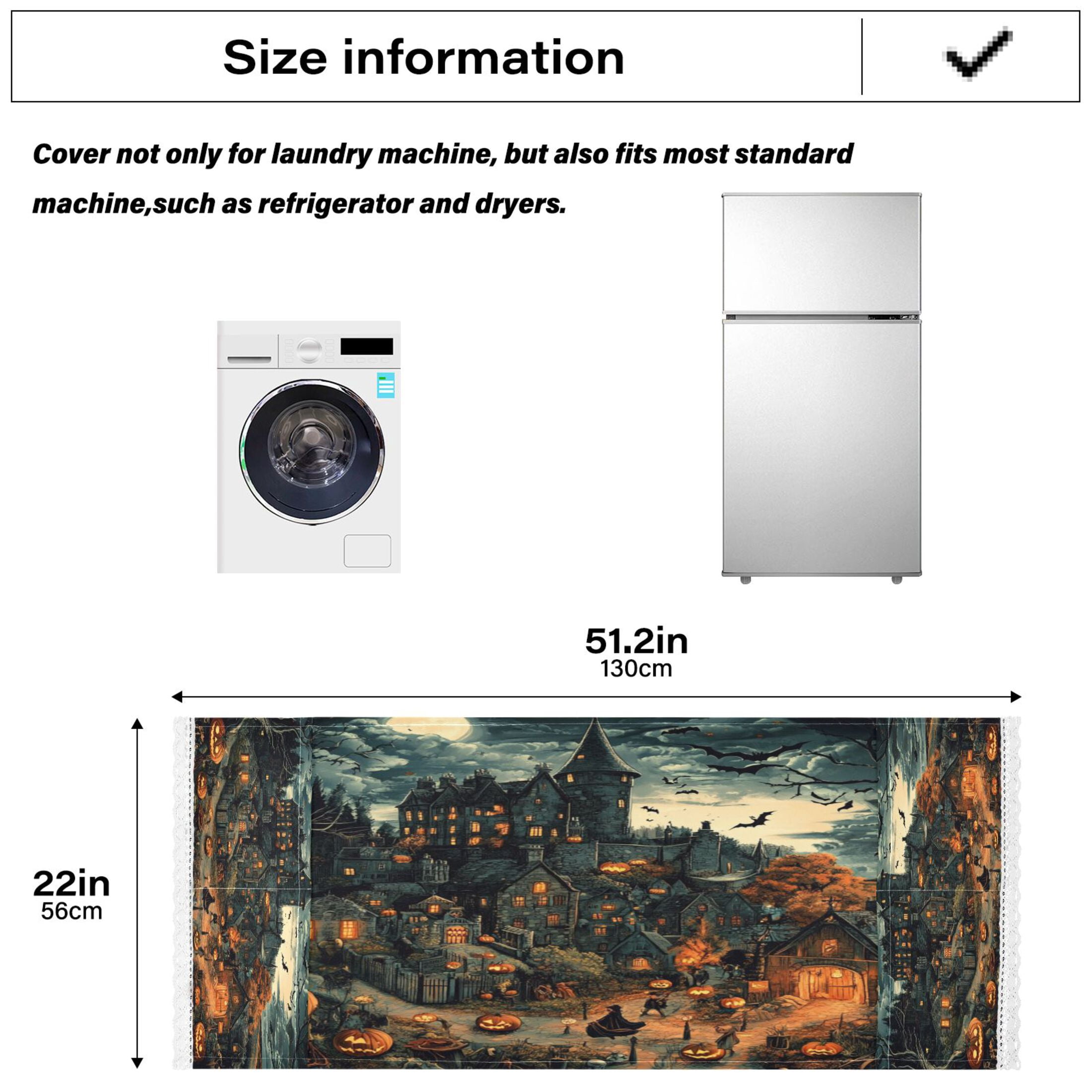Pumpkinhead CastleWasher and Dryer Covers Dust-Proof and Oil Resistant Fridge Cover with 4 Storage Pockets Washing Machine Top Cover for Laundry Kitchen Home 51.2 x 22 In