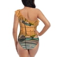 thumbnail image 5 of Sikiie Tranquil Garden Landscape Print Women One Piece Swimsuits Tummy Control One Shoulder Bathing Suits Ruffle Swimwear, From S to XXL-Medium, 5 of 6