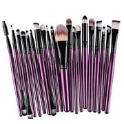 KOLIGHT 20 Pcs Pro Makeup Set Powder Foundation Eyeshadow Eyeliner Lip Cosmetic Brushes (Black+Purple)