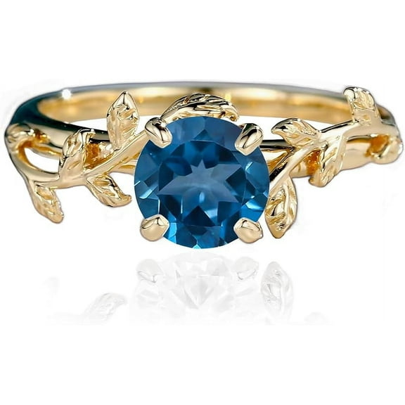 NYS Jewellrs2.50 Ct Round Cut London Blue Topaz Wedding Engagement Ring 925 Sterling Silver 14K Yellow Gold Plated For Women's -6