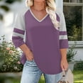 thumbnail image 4 of aidice Plus Size Tops for Women V Neck 3/4 Sleeve Raglan Comfy Loose Color Block Tshirts Size L-XXXXXL, 4 of 6