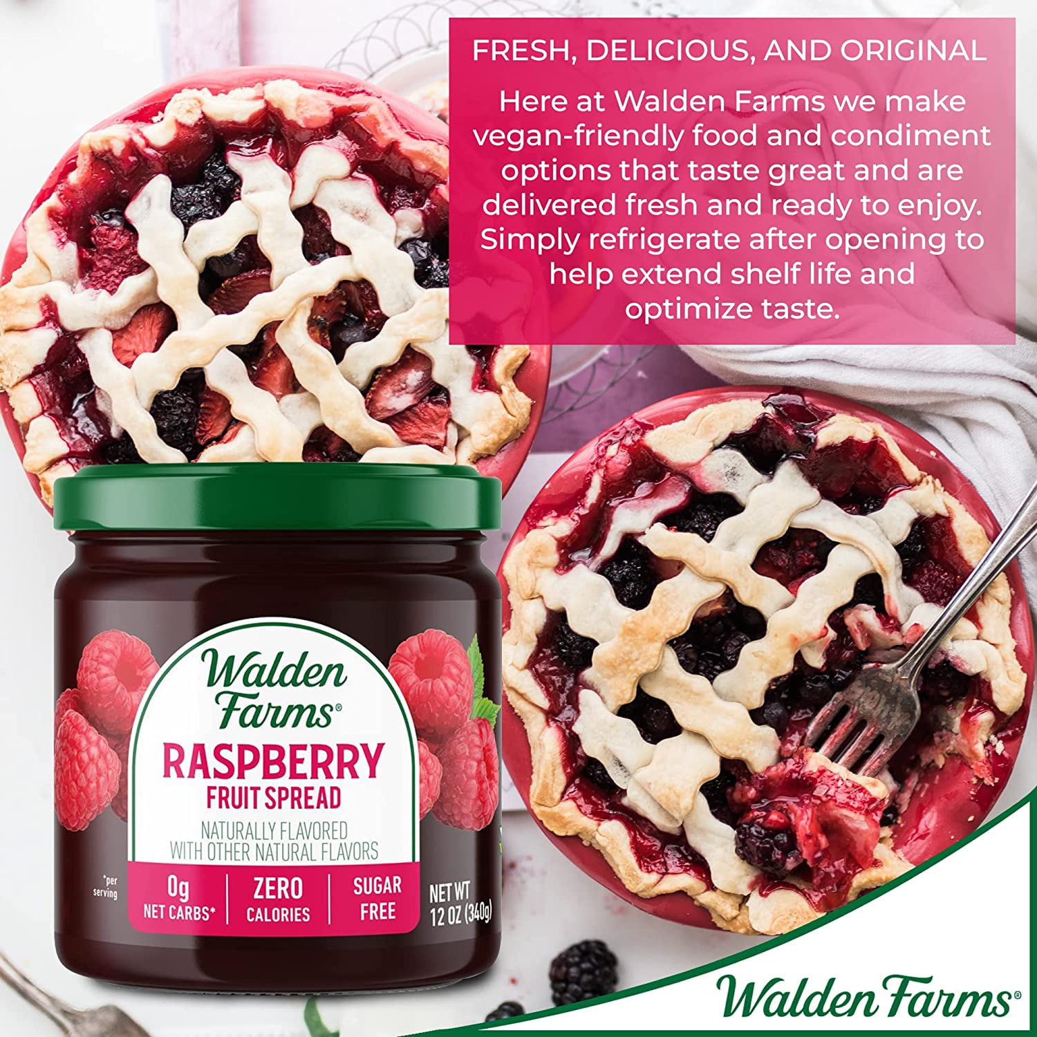 Walden Farms Calorie Free Fruit Spread Raspberry 12 oz Pack of 3