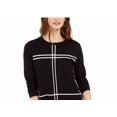 thumbnail image 2 of ALFANI $70 Womens New 0559 Black Grid-pattern Casual Sweater L B+B, 2 of 3
