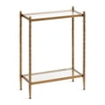 thumbnail image 4 of Kate and Laurel Prisha Traditional Metal Skinny Side Table, 18 x 8 x 25, Clear Glass and Gold, Vintage Rectangular Slim Bedroom Nightstand with Glass Tabletops for Use as Living Room End Table, 4 of 8
