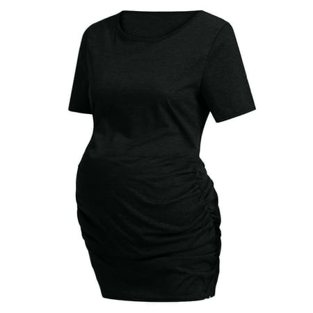 

Follure Women s Ruched Maternity Blouse Mama Causual Short Sleeve Wrap Top