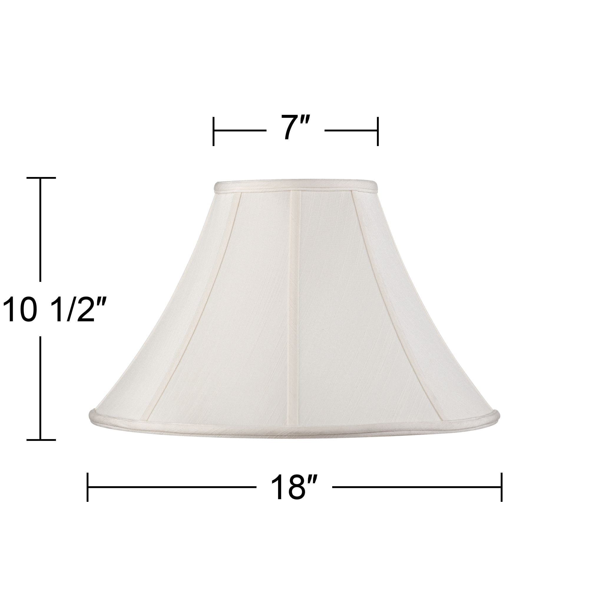 Springcrest Off-White Shantung Large Lamp Shade 7" Top x 18" Bottom x 10.5" High x 12" Slant (Spider) Replacement with Harp and Finial