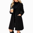 thumbnail image 4 of Vixolx Womens Mid Length Coat Notched Lapel Single Breasted Overcoat with Patch Pockets Fall Winter Business Casual Outerwear, 4 of 7