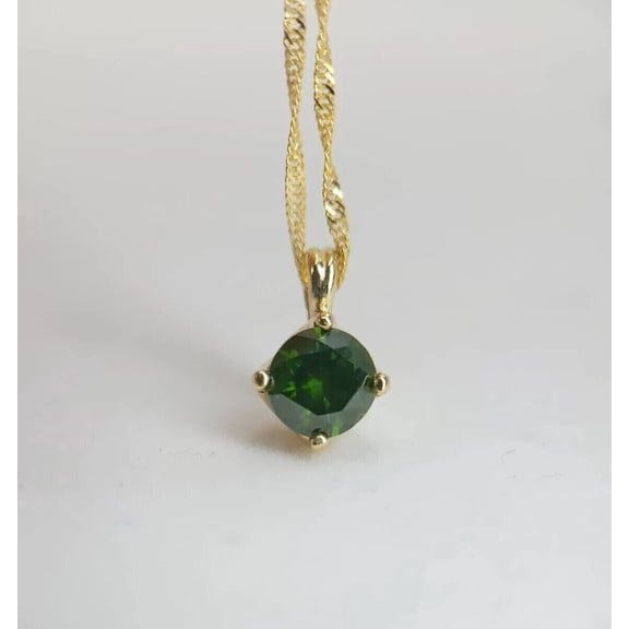 1Ct Lab Created Emerald Round Cut Women's Pretty & Fancy Solitaire Simple Pendant In 14k Yellow Gold Plated