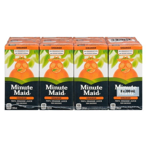 Jus d’orange pur à 100 % Minute Maid, boîte à boire de 200 ml, paquet de 8 200 x mL