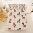 thumbnail image 5 of Homewish Cute Dachshund Animal Bed Sheets,Dog Bone Full Size Sheets,Brown,4-Piece,1 Flat Sheet, 1 Fitted Sheet and 2 Pillowcases, 5 of 6