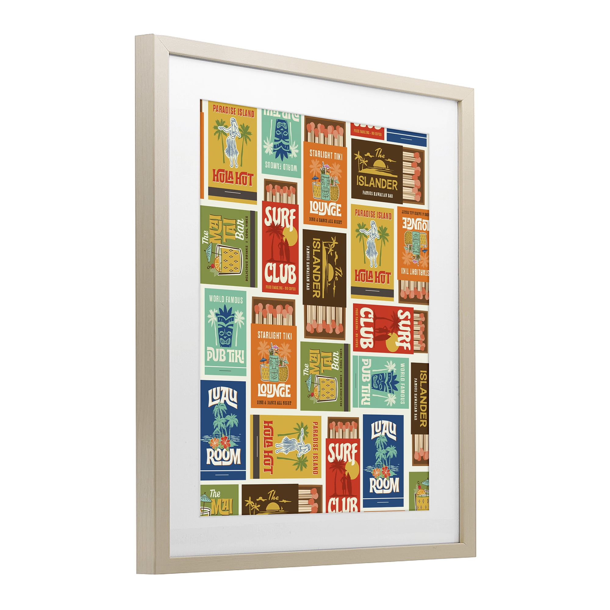Stupell Industries Vintage Tropical Match Boxes Birch Framed Print Under Glass, design by Emily Dumas