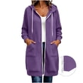 thumbnail image 5 of SwiftWear Women's Zip Up Hoodie Oversized Long Tunic Bucket Pocket Sweatshirt Full Length Casual Drawstring Coat, 5 of 9