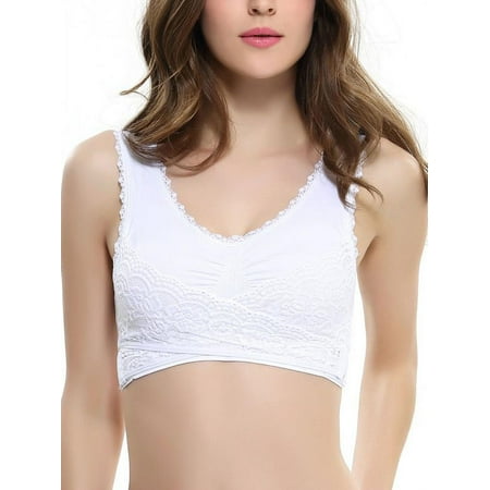 

Women s Sports Bra Wireless Padded Push Up Cross Front Side Closure Solid Color Lacy Contour Bra Active Bralette Yoga Fitness Running Workout Bras for Lift Medi Support Sleeping Full Cup S-4XL