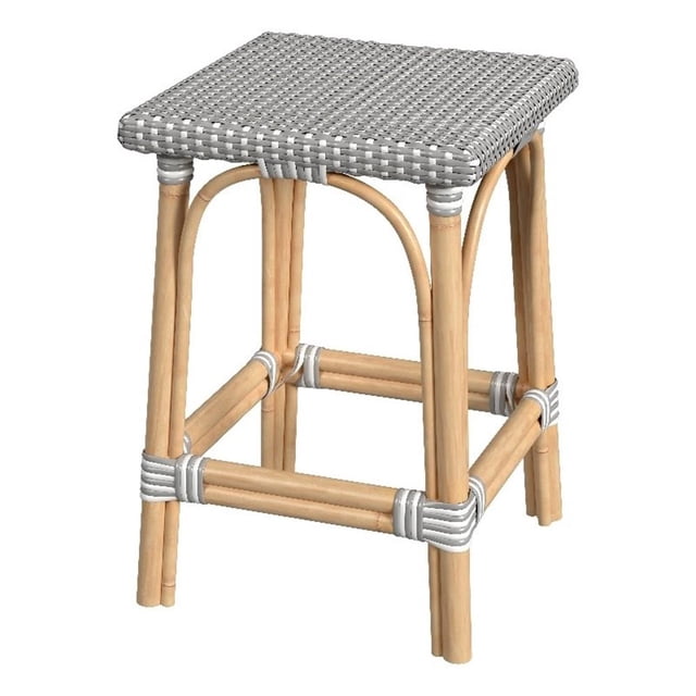 Butler Specialty Company Riviera Square 24"H Rattan Counter Stool - Gray/White