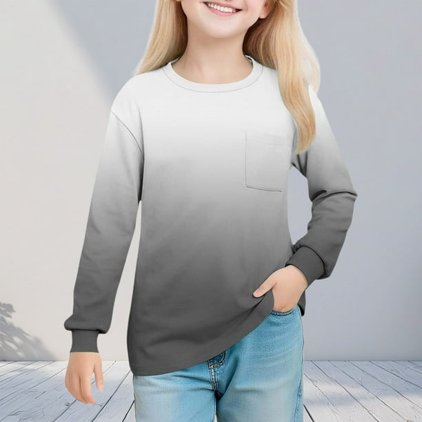 Cowsor Girl's Crew Neck Tie Dye Sweatshirts with No Hood Casual Color Block Long Sleeve Pullover Tops