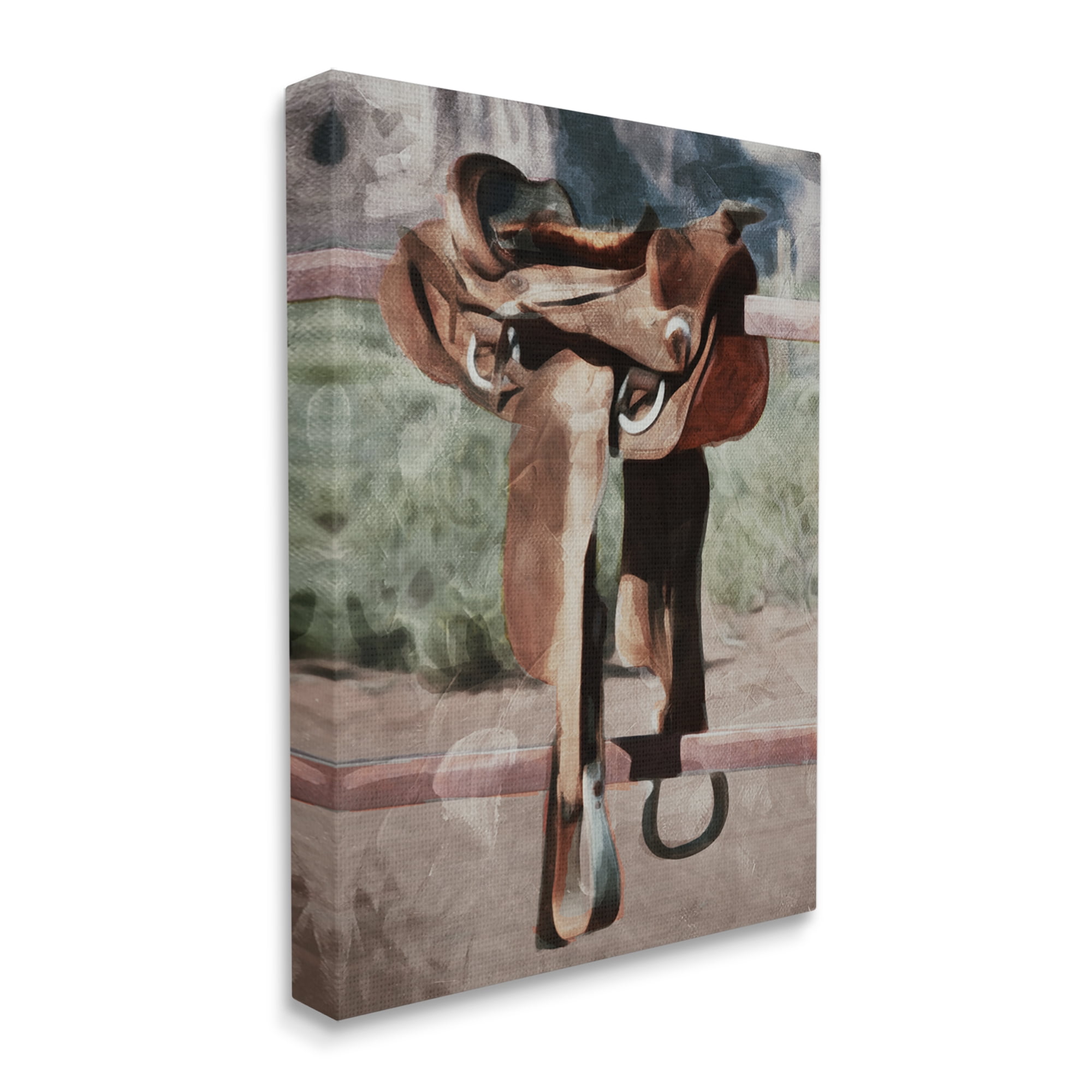 Stupell Industries Abstract Equestrian Saddle Landscape Painting Gallery Wrapped Canvas Art Print Wall Art, 24 x 30