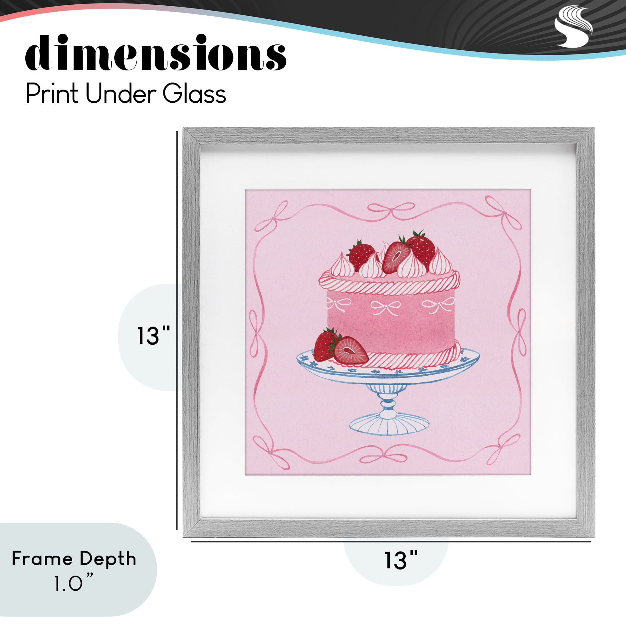 Stupell Industries Pink Strawberry Cake Gray Framed Print Under Glass, design by Grace Popp