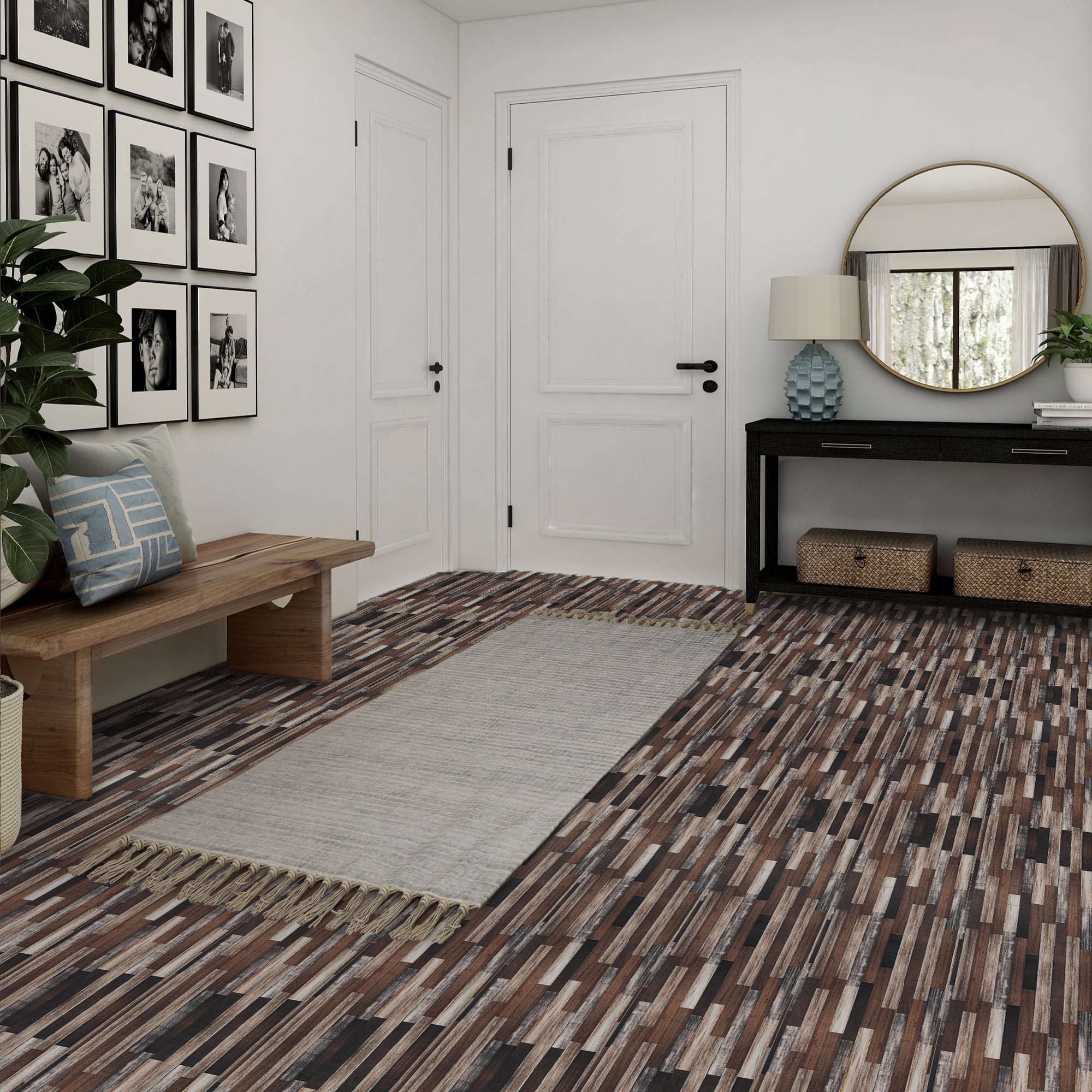 UMIGGEE 15.7-in x 236-in/ 25.7 Sq.Ft Wood Grain Peel and Stick Vinyl Flooring Roll, Thicken Self-Adhesive Vinyl Wood Grain Floor ,Versatile Design for Any Space Easy DIY Install Home Decor