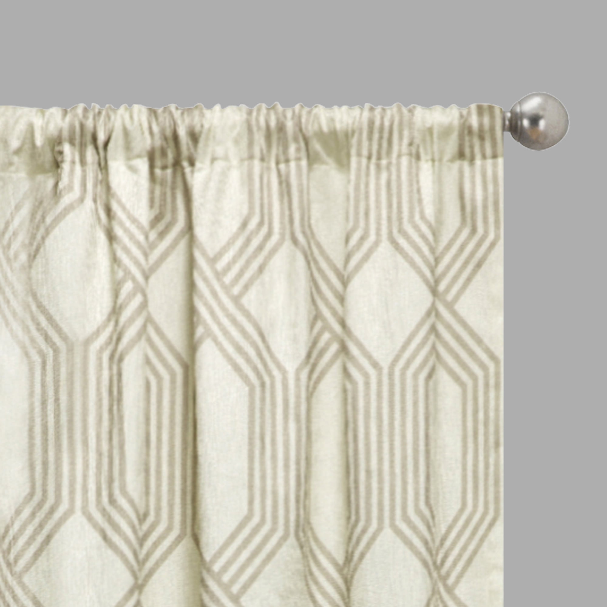 Eclipse Draft Stopper Room Darkening Fleece Lined Rod Pocket, Single Curtain Panel, White Geo, 42" W x 84" L
